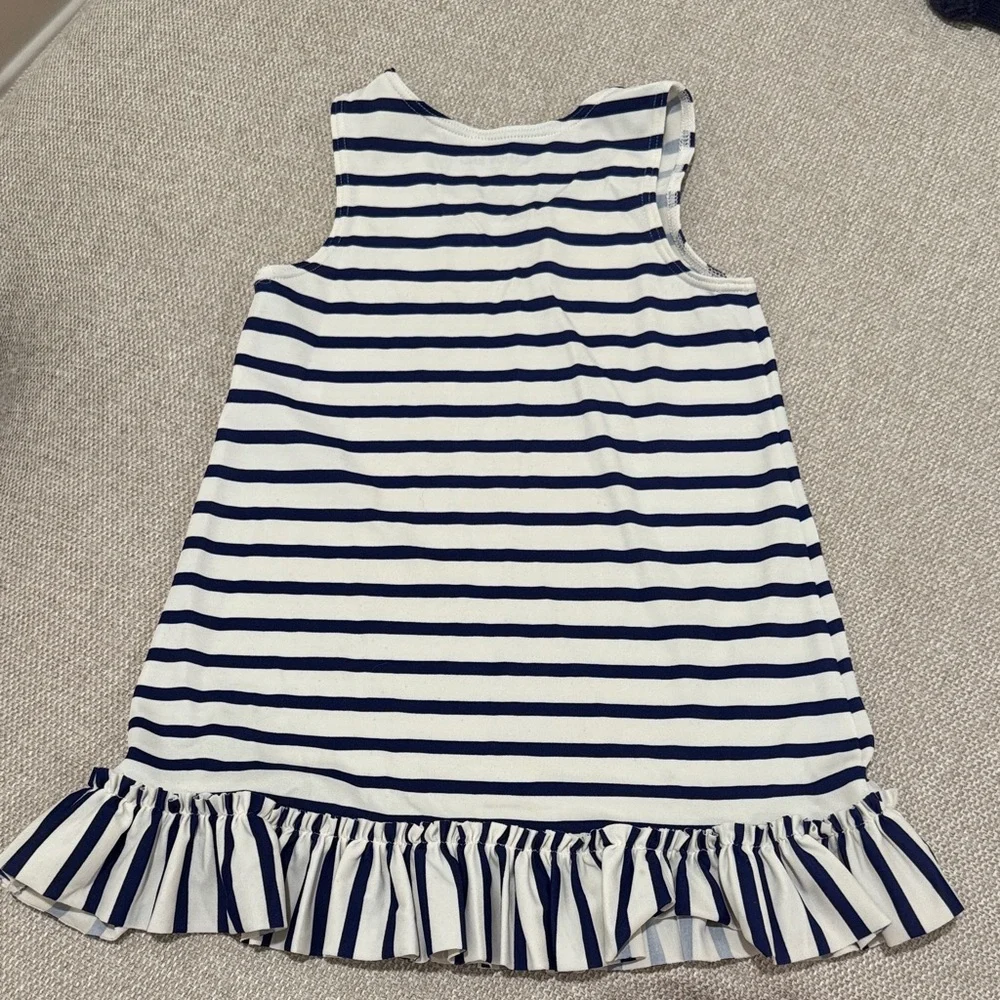 Lands' End Striped Navy and White Kids Dress
